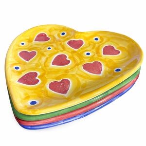 Hand Painted Heart Plates Set of 4 Mesa International Hungary